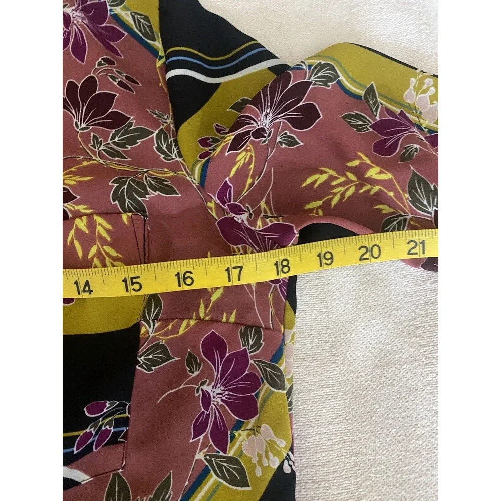 Multicolor Floral/striped Button Up Top With Pockets/button Sleeves Size XS - Picture 16 of 16